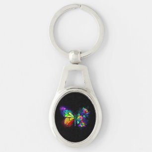 Rainbow flower butterfly keychain