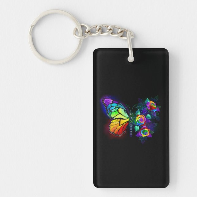 Rainbow flower butterfly keychain (Front)