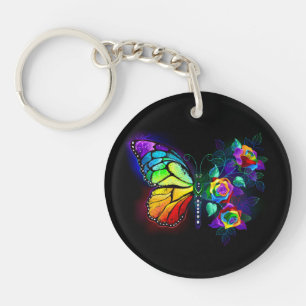 Rainbow flower butterfly keychain