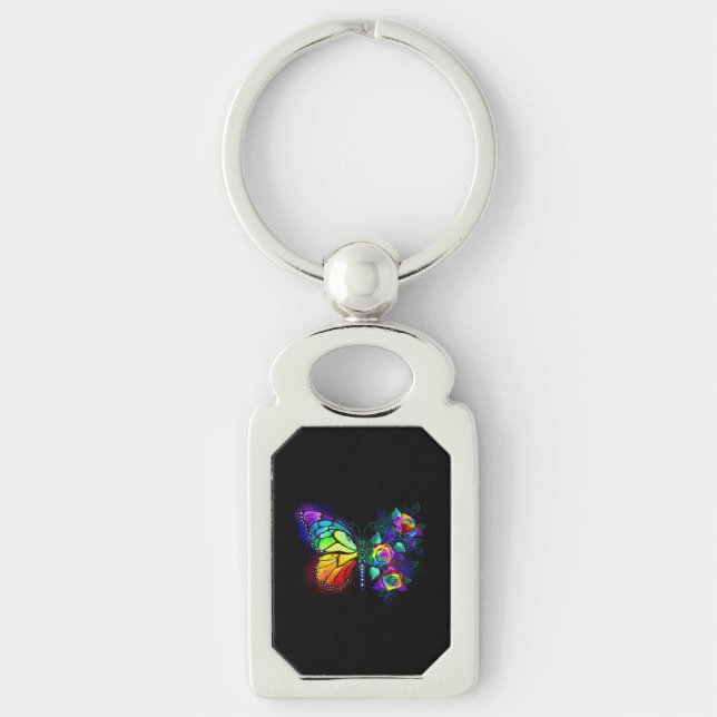 Rainbow flower butterfly keychain (Front)