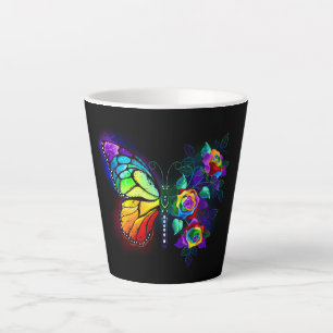 Rainbow flower butterfly latte mug