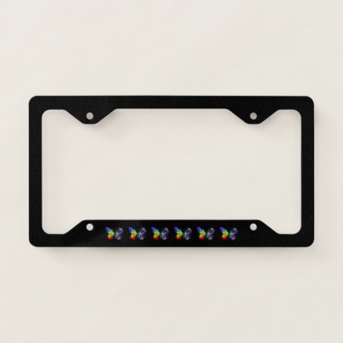 Rainbow flower butterfly license plate frame