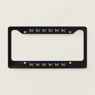 Rainbow flower butterfly license plate frame