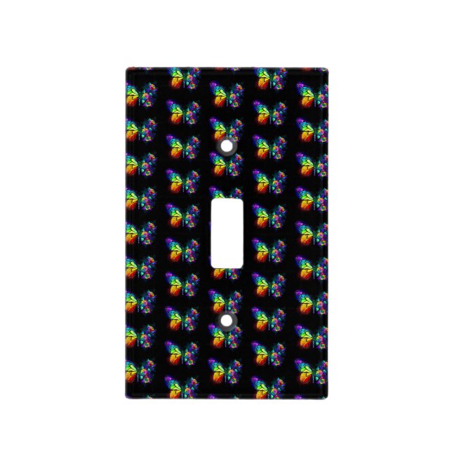 Rainbow flower butterfly light switch cover (Front)