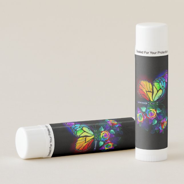 Rainbow flower butterfly lip balm (Front)