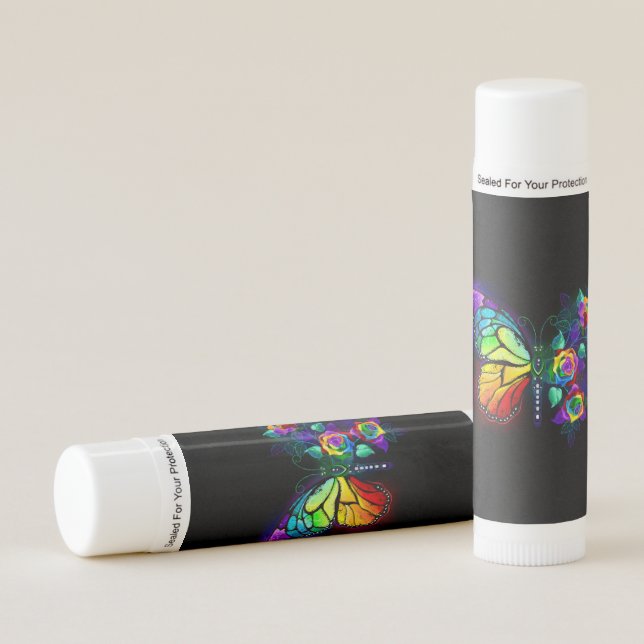 Rainbow flower butterfly lip balm (Front)