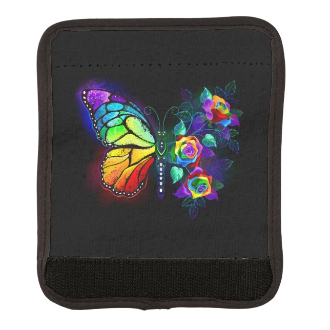 Rainbow flower butterfly luggage handle wrap (Front)