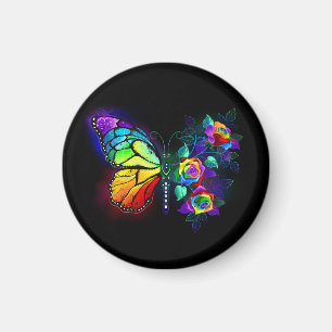 Rainbow flower butterfly magnet