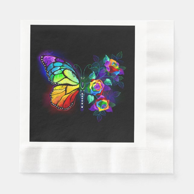Rainbow flower butterfly napkins (Front)