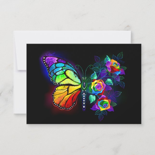 Rainbow flower butterfly note card (Front)