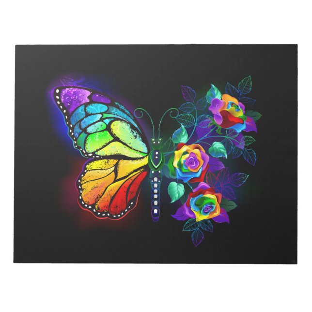 Rainbow flower butterfly notepad (Front)