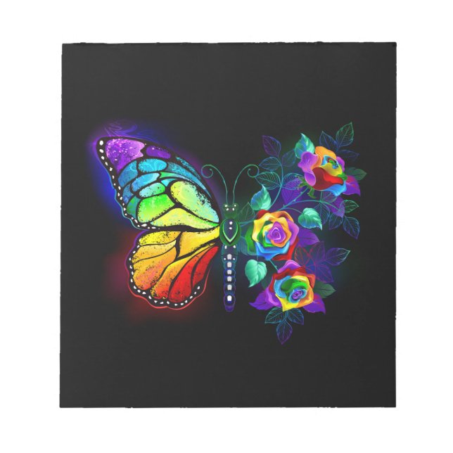 Rainbow flower butterfly notepad (Front)