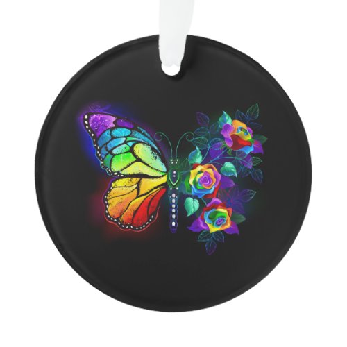 Rainbow flower butterfly ornament