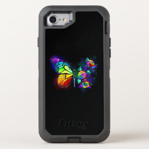 Rainbow flower butterfly OtterBox defender iPhone SE/8/7 case