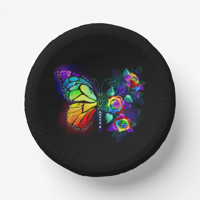 Rainbow flower butterfly paper bowls (Front)