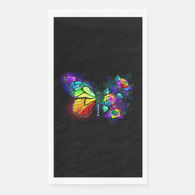 Rainbow flower butterfly paper guest towels (Front)