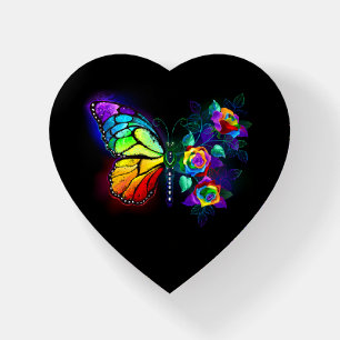 Rainbow flower butterfly paperweight
