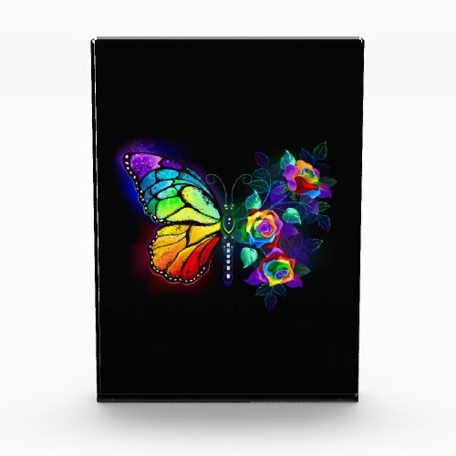 Rainbow flower butterfly photo block