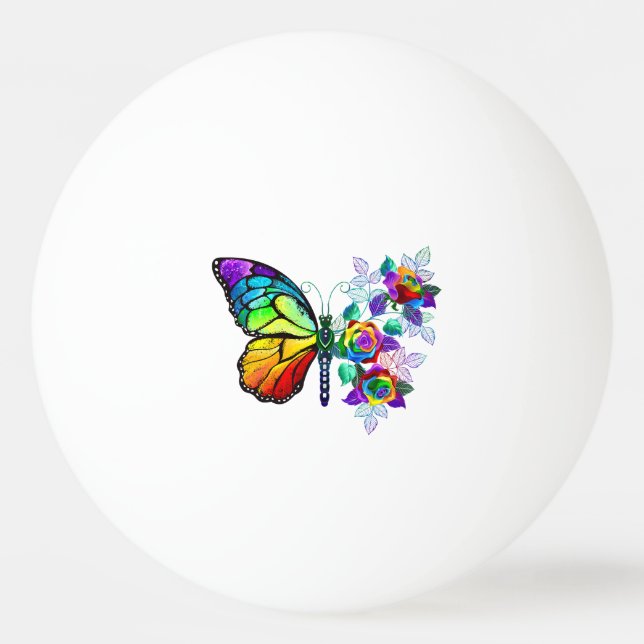 Rainbow flower butterfly ping pong ball (Front)