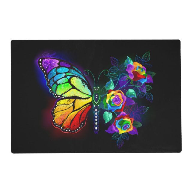 Rainbow flower butterfly placemat (Front)