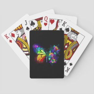 Rainbow flower butterfly poker cards