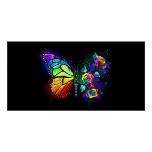 Rainbow flower butterfly poster