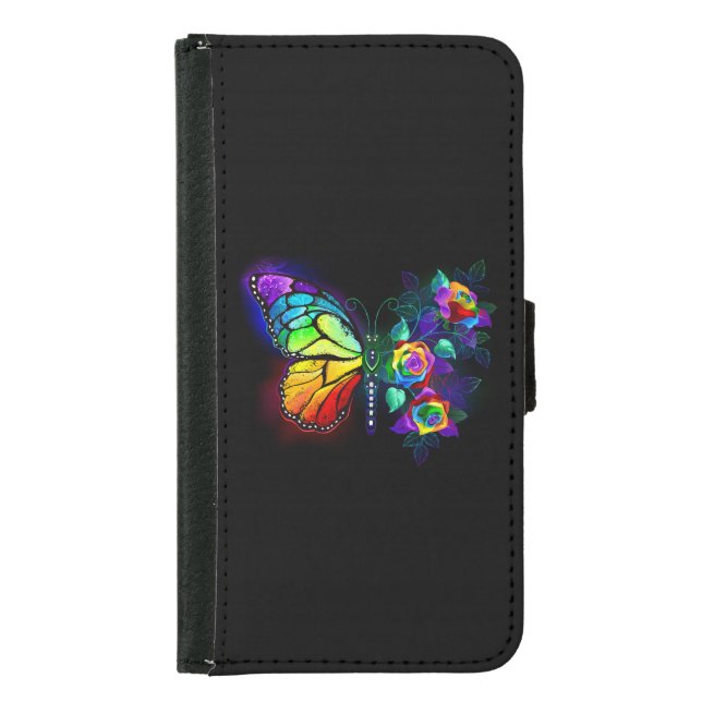 Rainbow flower butterfly samsung galaxy wallet case (Front)