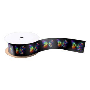 Rainbow flower butterfly satin ribbon