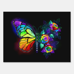 Rainbow flower butterfly sign
