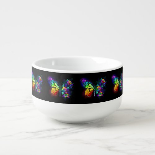 Rainbow flower butterfly soup mug