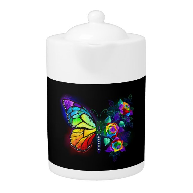 Rainbow flower butterfly teapot (Front)