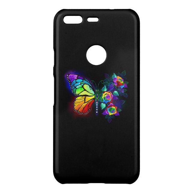 Rainbow flower butterfly uncommon google pixel case (Back)