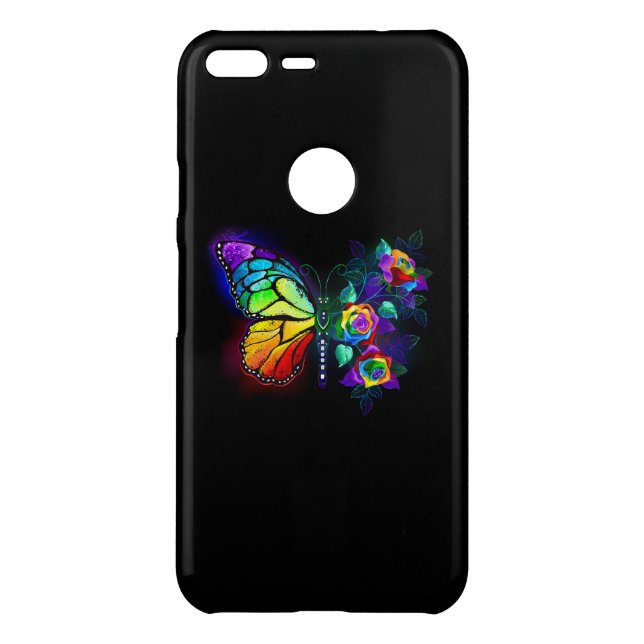 Rainbow flower butterfly uncommon google pixel XL case (Back)