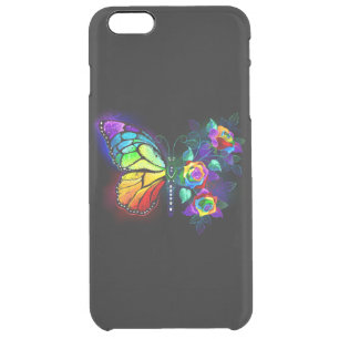Rainbow flower butterfly clear iPhone 6 plus case