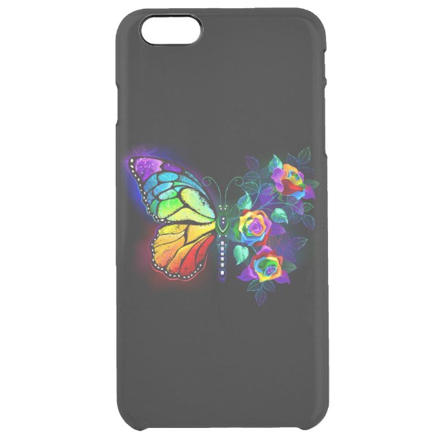 Rainbow flower butterfly uncommon iPhone case (Back)