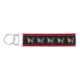 Rainbow flower butterfly wrist keychain