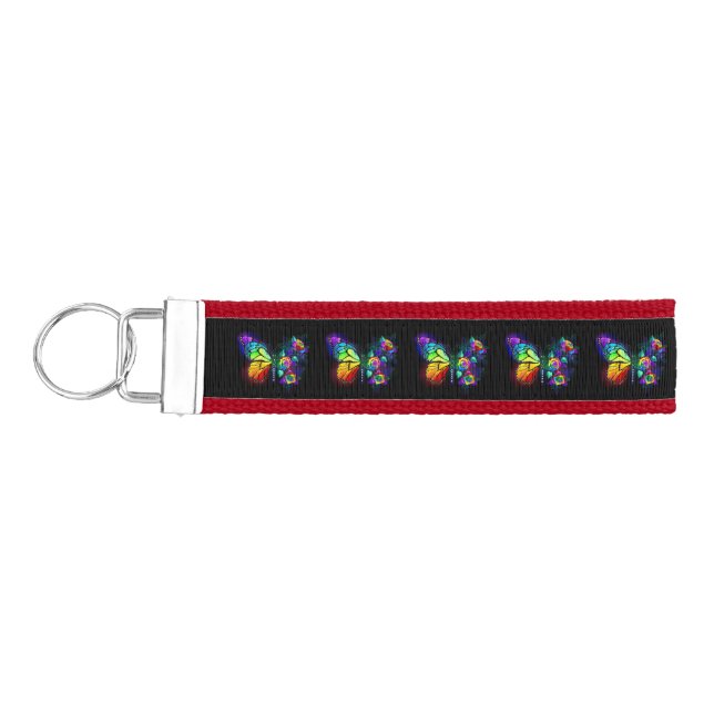 Rainbow flower butterfly wrist keychain (Keys on Left)