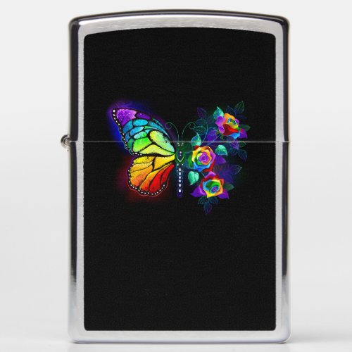 Rainbow flower butterfly zippo lighter