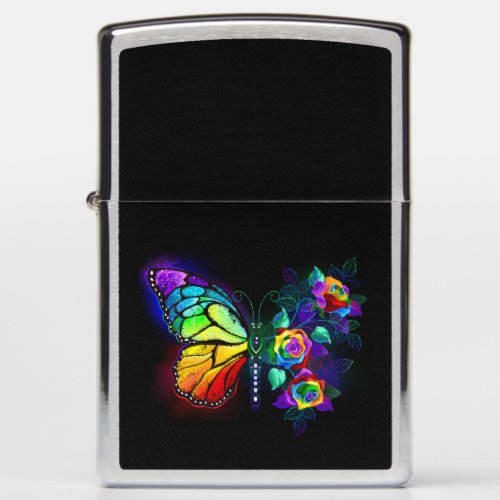 Rainbow flower butterfly zippo lighter