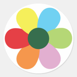 Rainbow Flower Design Classic Round Sticker