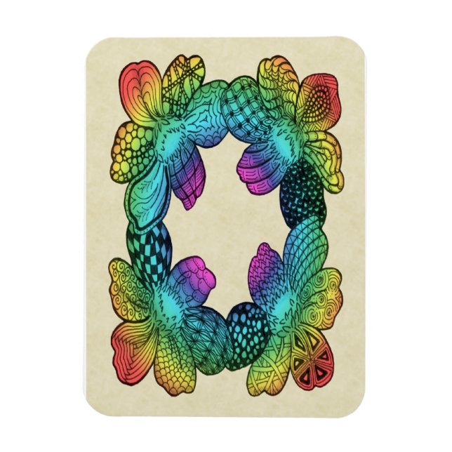 Rainbow Flower Doodle Magnet (Vertical)