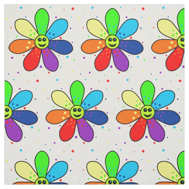 Rainbow Flower Fabric (Swatch)
