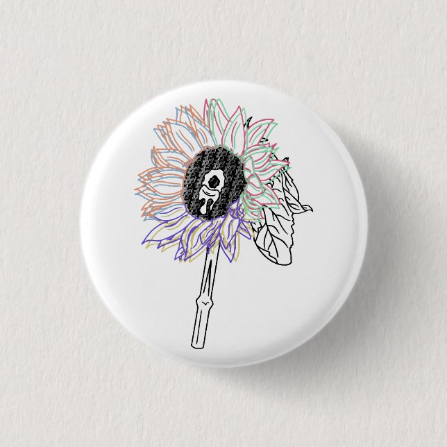 Rainbow Flower Funky Art Button (Front)