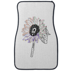 Rainbow Flower Funky Art Car Floor Mat