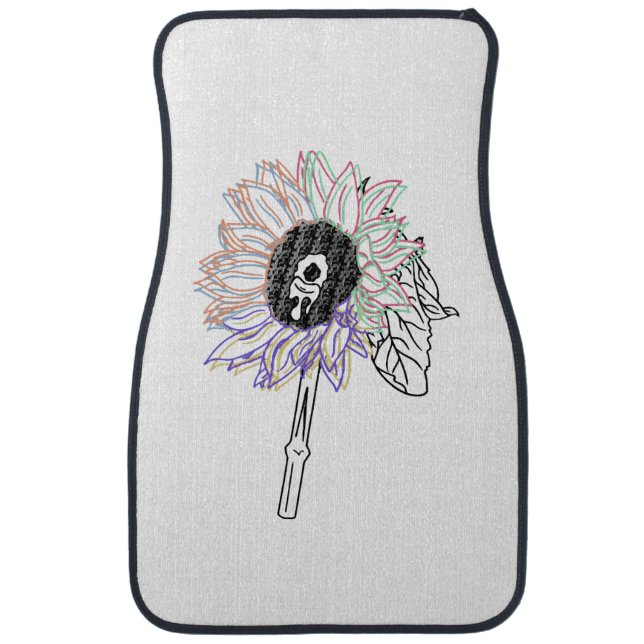 Rainbow Flower Funky Art Car Floor Mat (Front)