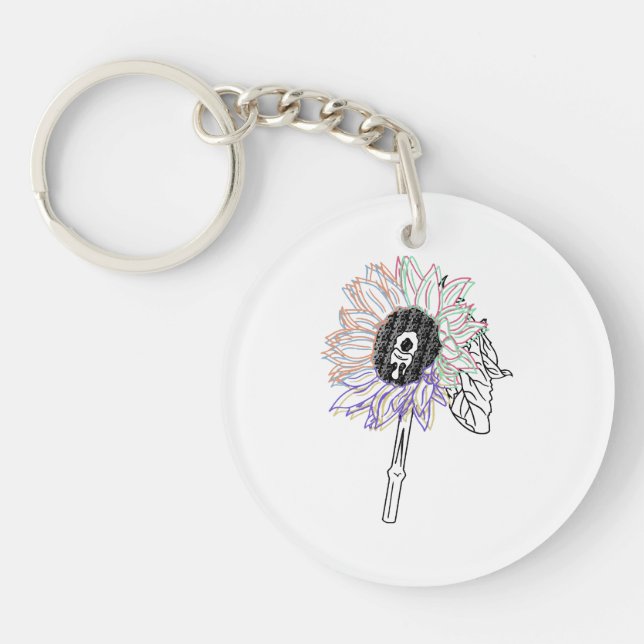 Rainbow Flower Funky Art Keychain (Front)