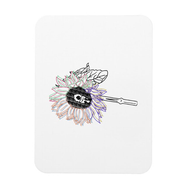 Rainbow Flower Funky Art Magnet (Vertical)