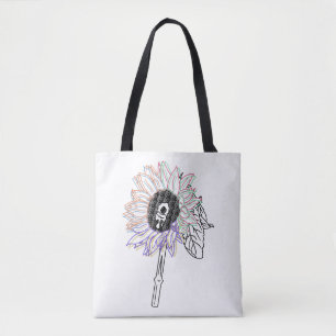 Rainbow Flower Funky Art Tote Bag