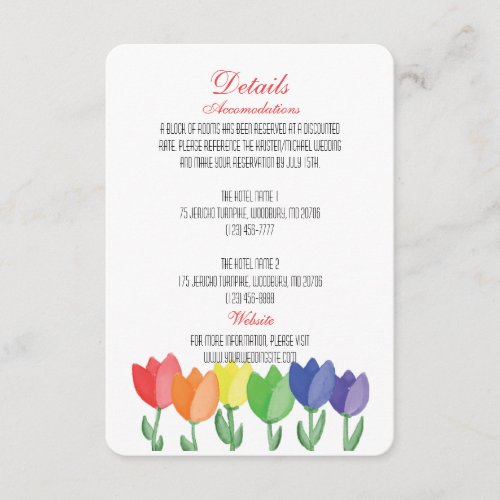 Rainbow FLOWER GAY Lesbian DETAILS WEDDING Enclosure Card