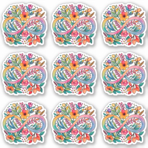 Rainbow Flower Infinity Symbol  Autism Acceptance Sticker